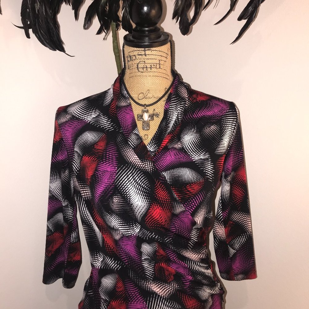 Vince Camuto Multi Color Design Front Wrap Top - image 1